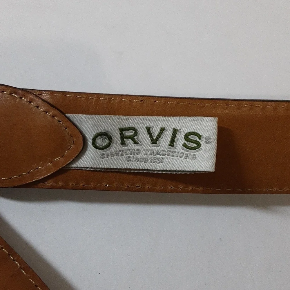 Orvis men's leather brown belt size 44 western festival rodeo casual
